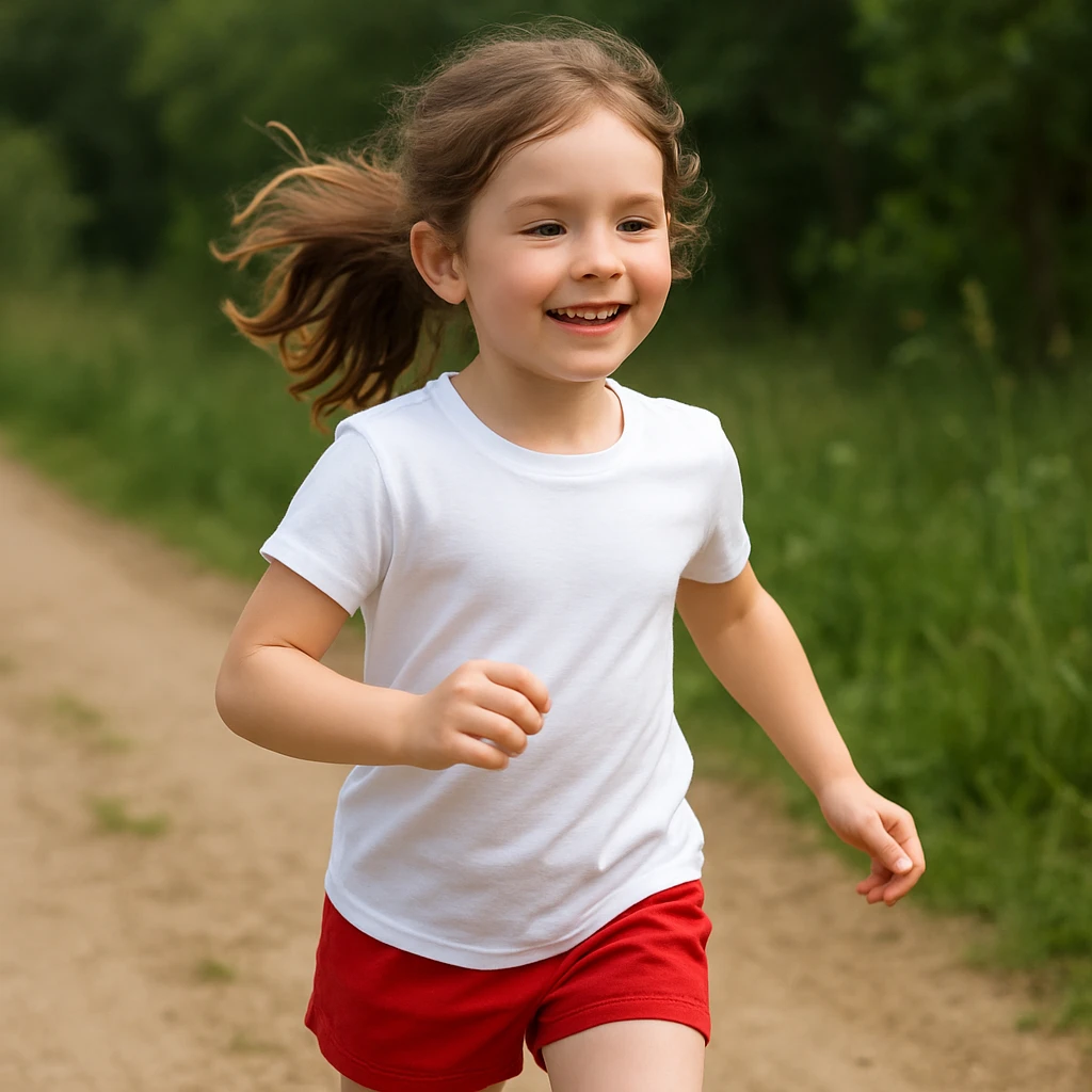 Make the girl's outfit red shorts and a white short-sleeved t-shirt emoji