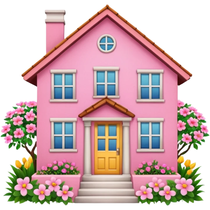 Pink house with flowers emoji