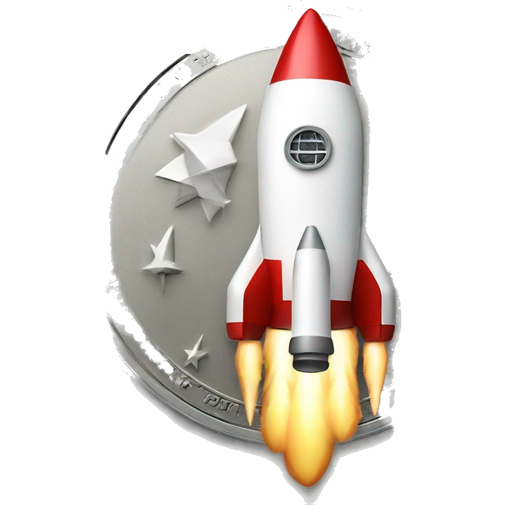 rocket on center a silver coin  emoji