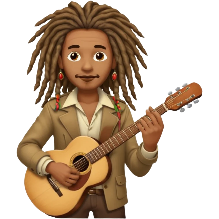Musician with dreadlocks and Cuba ciga and guitar emoji