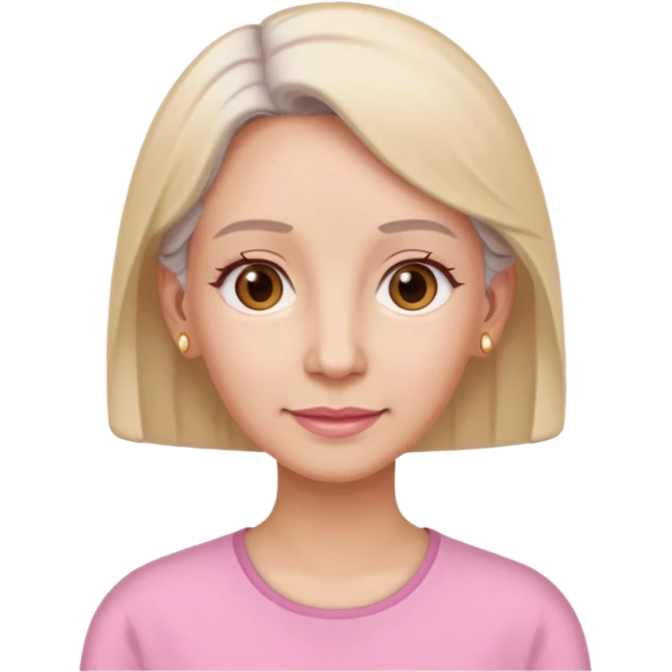 Memoji woman baju pink muka,telinga warna cream, telinga pakai alat dengar warna beinge emoji