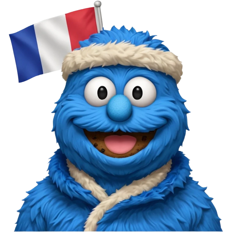 cookie monster bust, with french flag, only one flag,  emoji