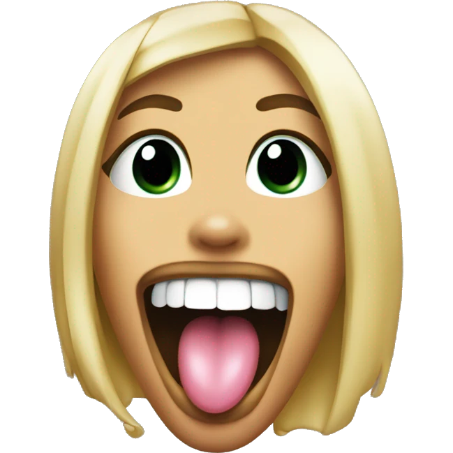 girl with tongue hanging out makes rock sign near mouth emoji