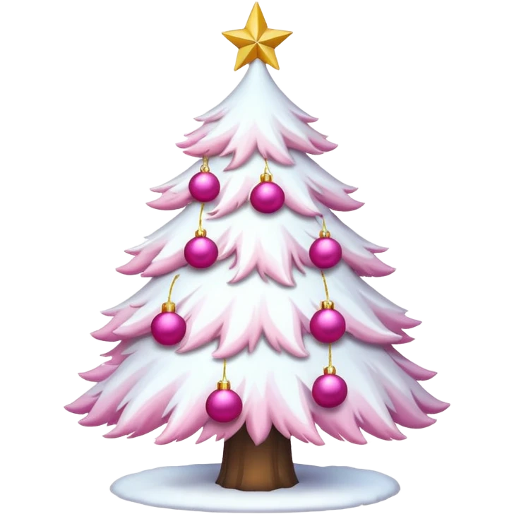 White Christmas tree with pink ornaments emoji