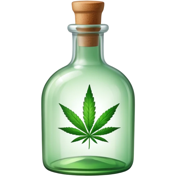 curved glass bottle with a cannabis leaf on it emoji