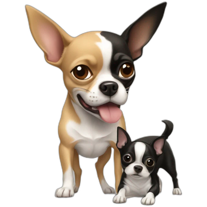 Chihuahua fighting with a Boston terrier emoji
