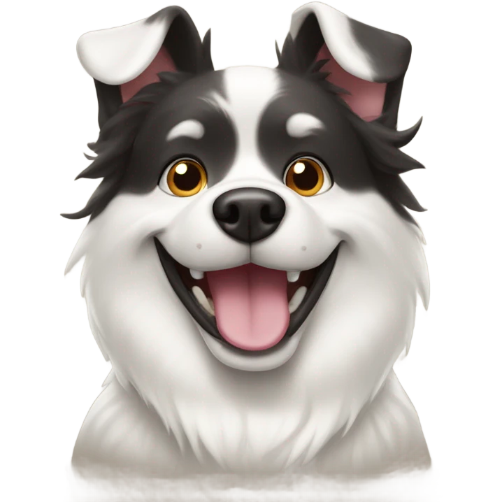 White dog, pompitz, smiling, emoji