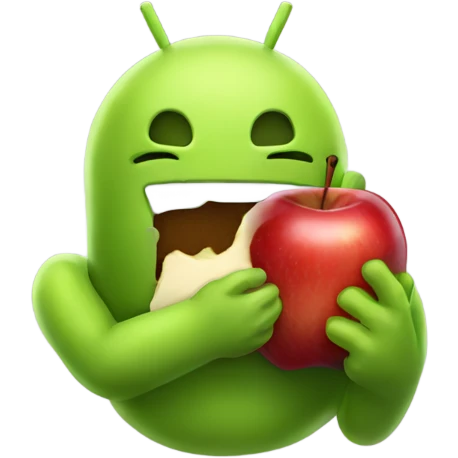 Android eating a apple emoji