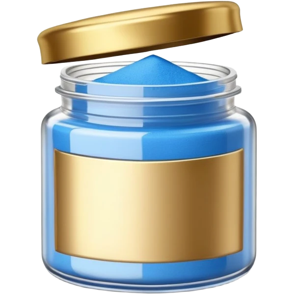 ultra realistic short jar of acrylic powder blue with gold lid emoji