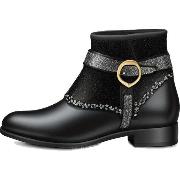 Zwei schwarze Leder Reitstiefel mit Glitzer Rand oben und einer eleganten schnalle  emoji