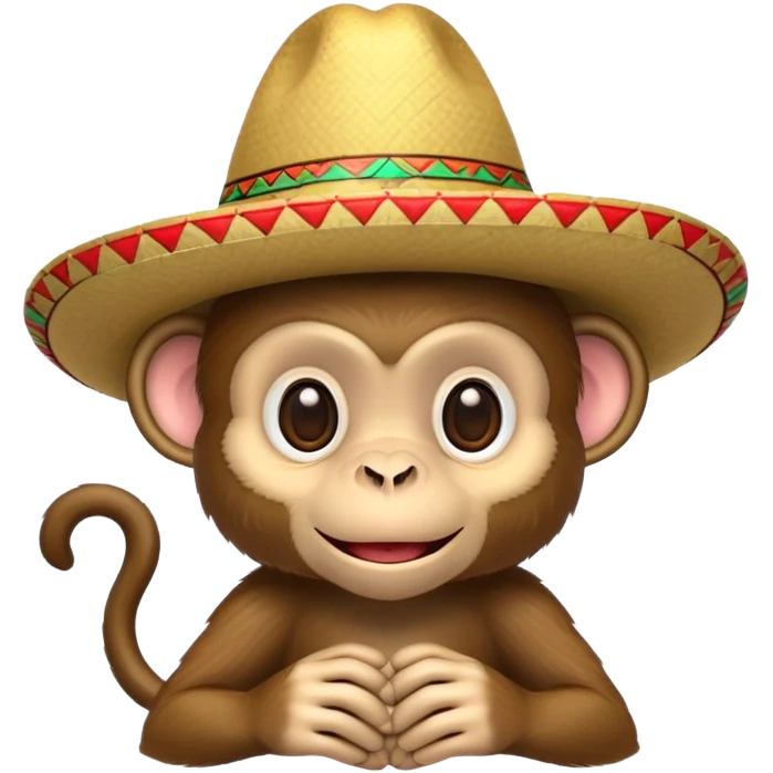 monkey wearing sombrero cute emoji