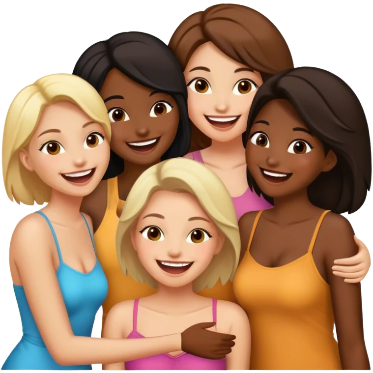 Four female friends, two are Latin one is black and one is white  emoji