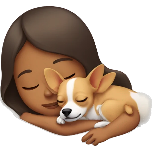 a girl sleeping with her chihuahua  emoji