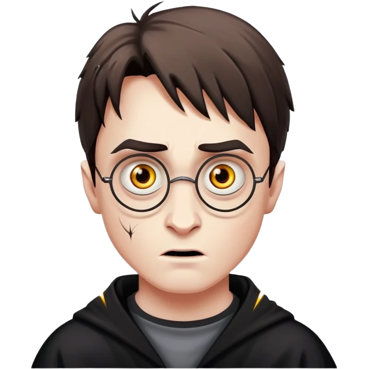 Scary Harry Potter with lightning scar and creepy eyes emoji