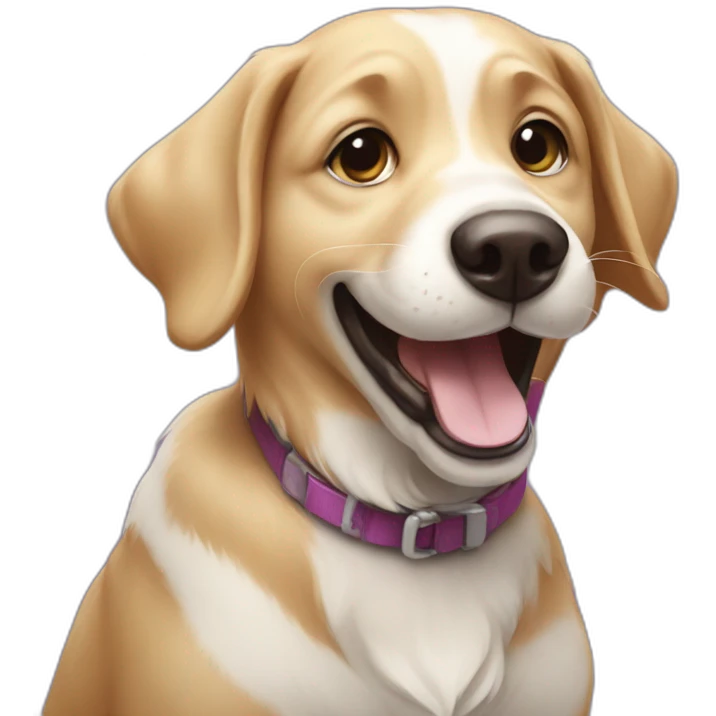 happy dog playing with bubble emoji