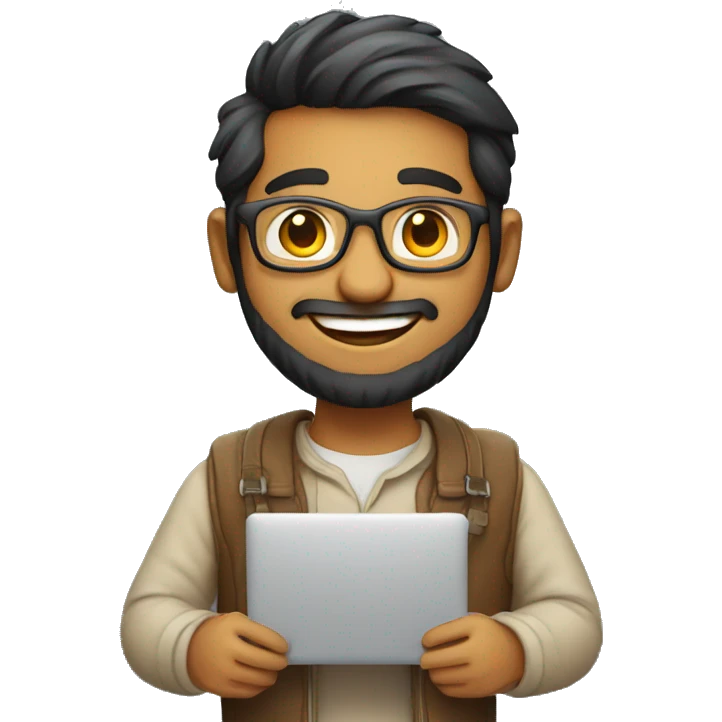happy indian developer with a macbook emoji