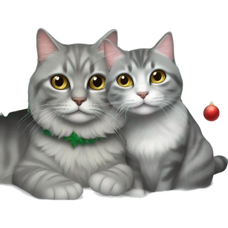 Christmas tree and Siberian gray cat  emoji