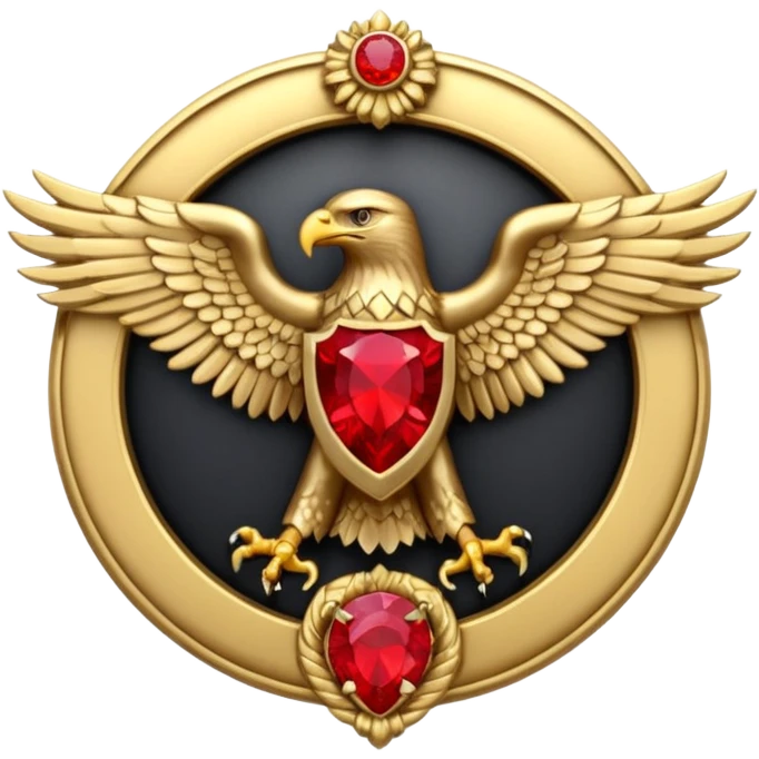 Bicephalous Eagle crest / brosch in a cirkel without background and with red gem emoji