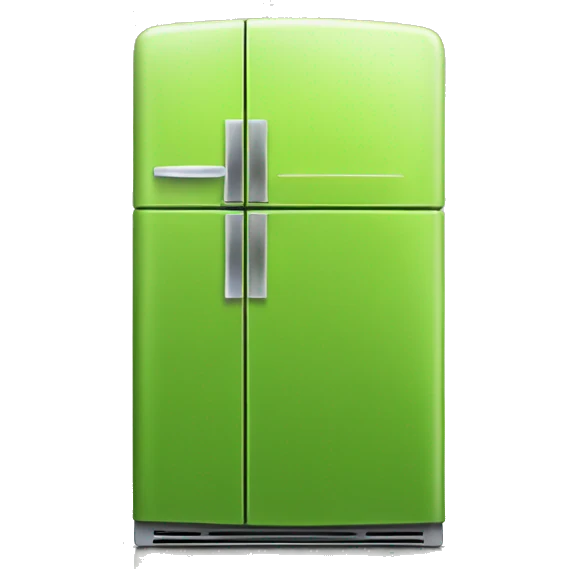 Realistic metallic lime green fridge isolated. emoji