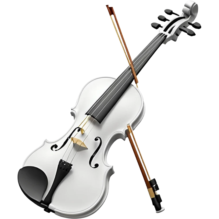 A pure white violin, sleek and elegant, animated style, soft glow, premium 3D-like shading, high resolution, minimalistic background, cheerful and visually appealing, perfect for Telegram emoji or sticker emoji