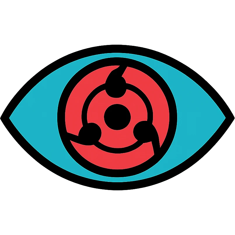 sharingan eye, minimalistic, flat color, icon style emoji