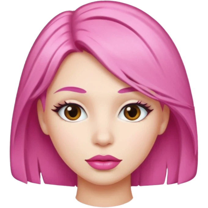 woman Pink lips, deifferent hair. emoji