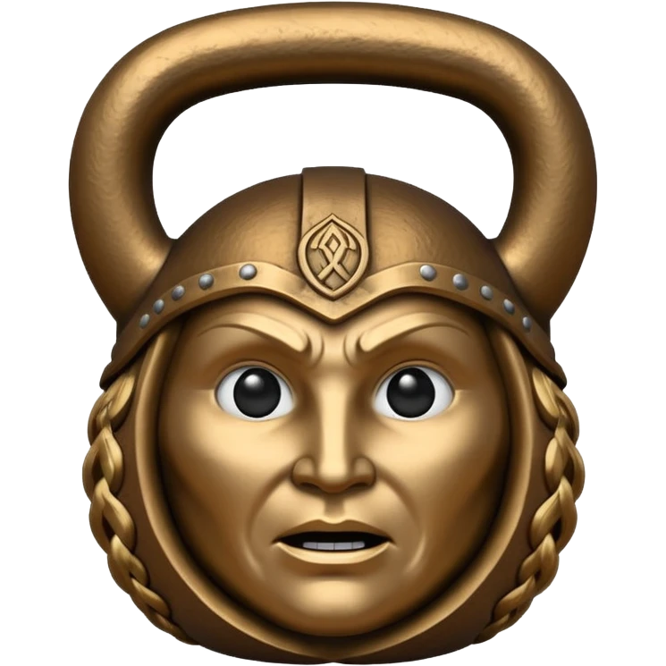 Kettlebell con la cara de una vikinga emoji
