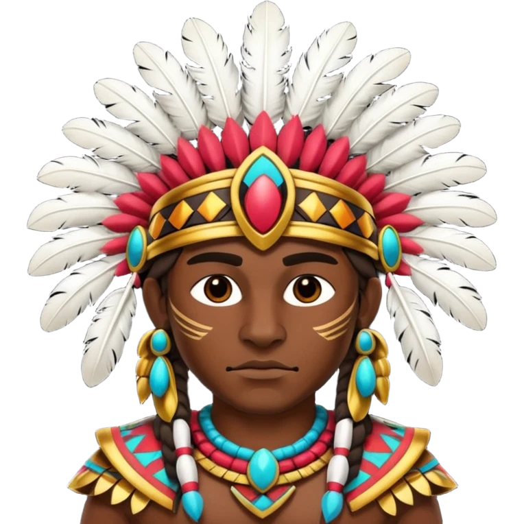 Aztec tiger warrior with feathered headdress emoji
