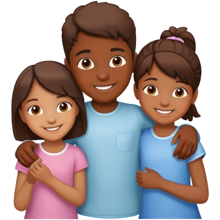siblings playing together - one boy and two girls emoji