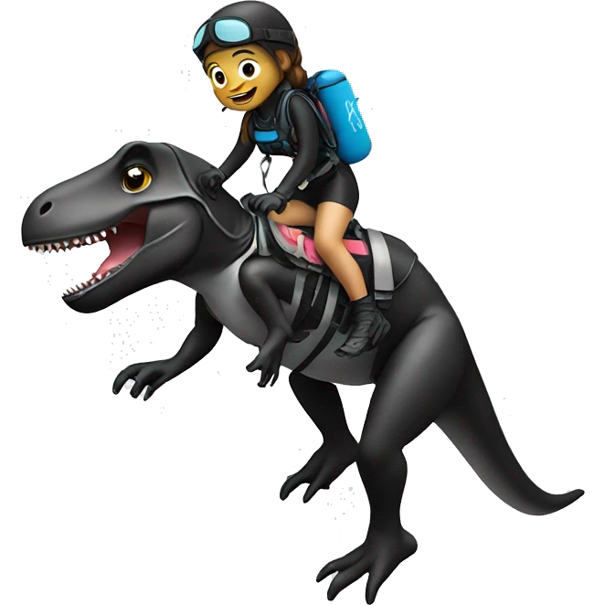 Girl in scuba gear riding a trex  emoji