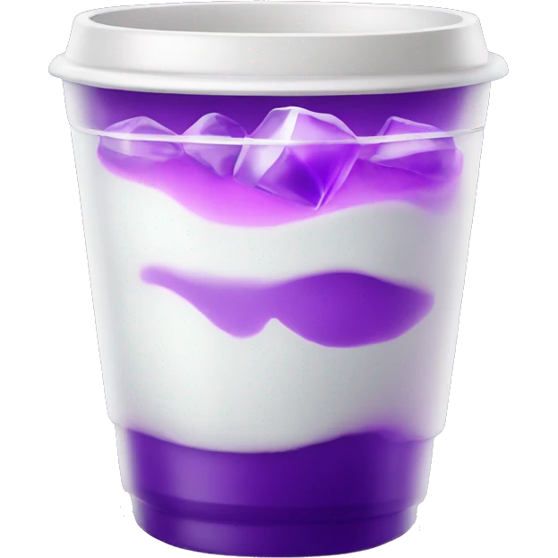 double white cup with purple drink and ice cubes emoji