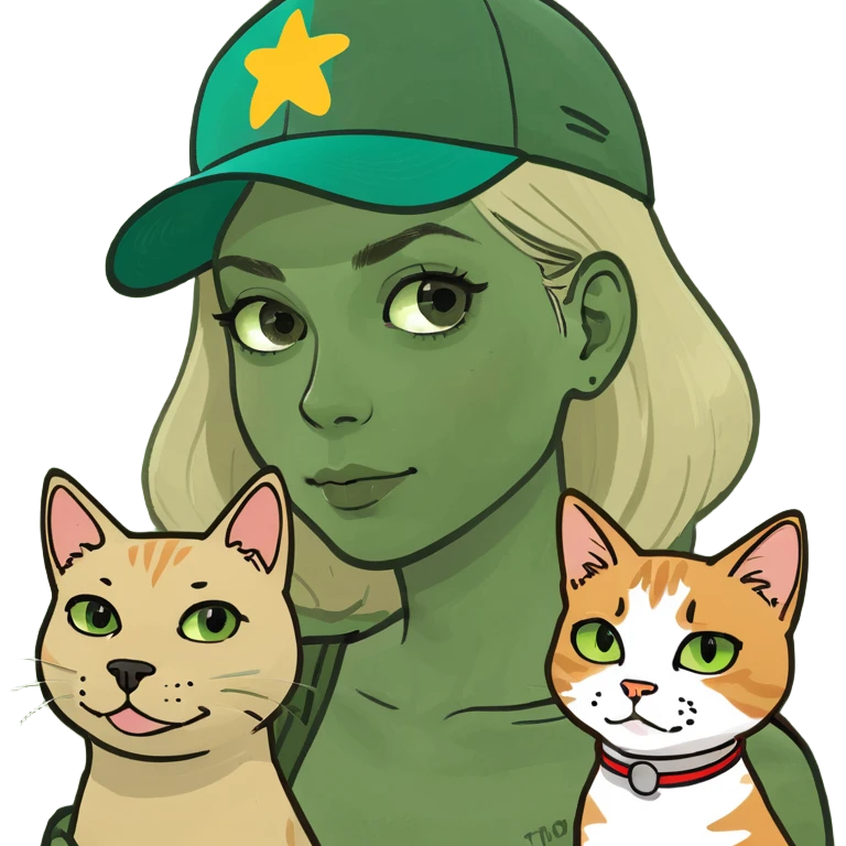 blonde Bestie with a dog and a brunette Bestie with a cat ￼￼ emoji