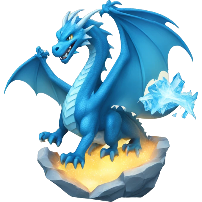 Dragon with the power of ice shining in blue  emoji
