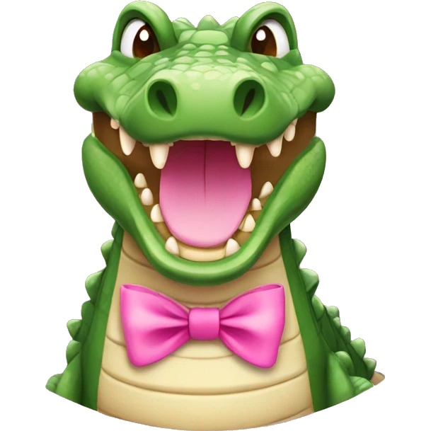 Crocodile with a pink bow emoji