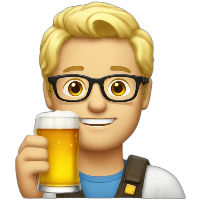Blonde-Man-with-glasses-Drinking-beer emoji