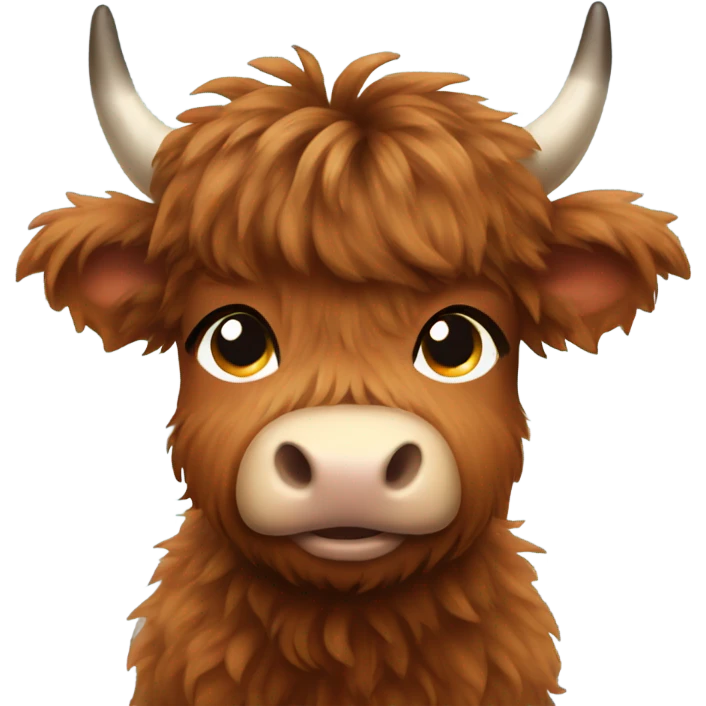 brown fluffy baby highland cow emoji
