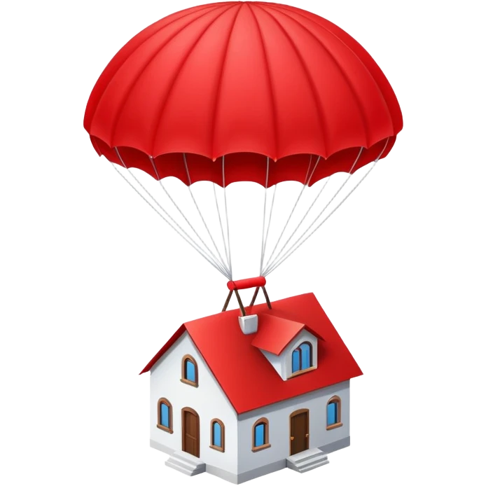 parachute to house  emoji