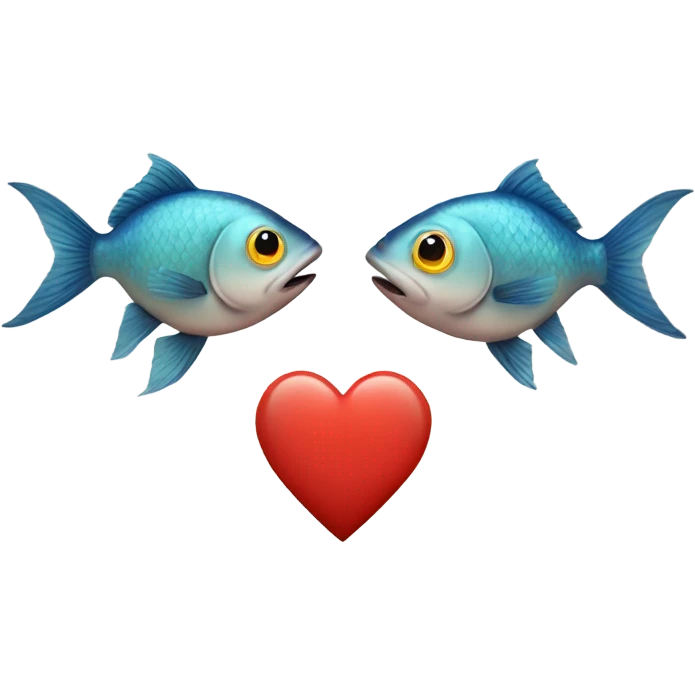 two fish kissing under a heart emoji
