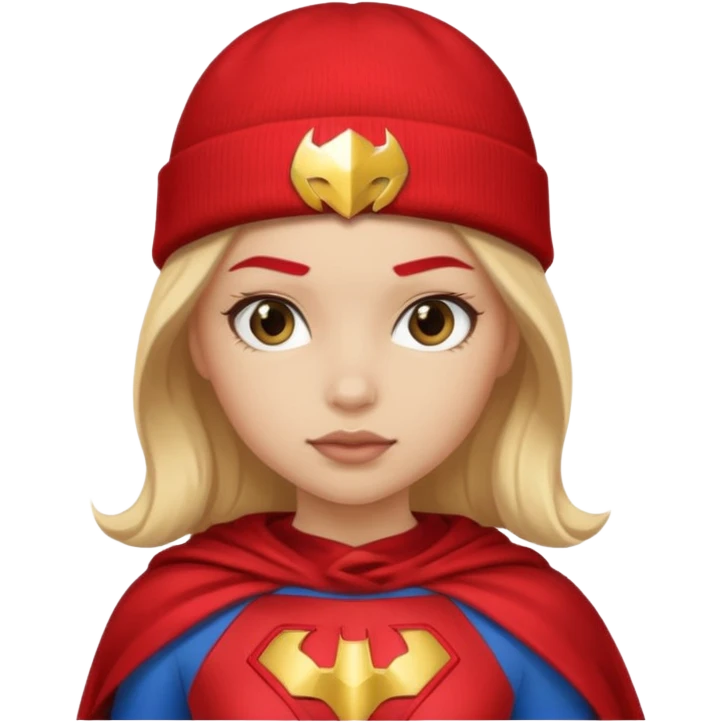 girl superhero with beanie emoji