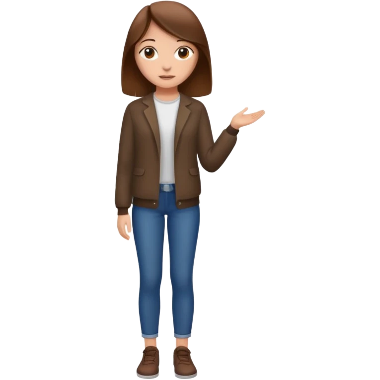 fille  en entier cheveux bruns tres long et lisse emoji