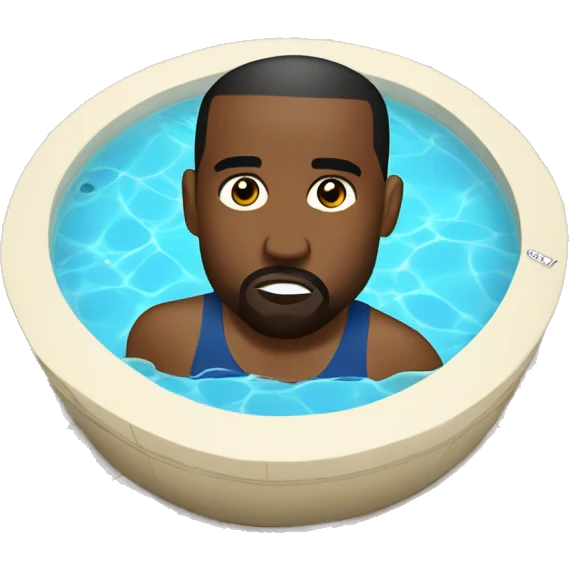 Kanye West in a swimming pool drinking at pina colada emoji