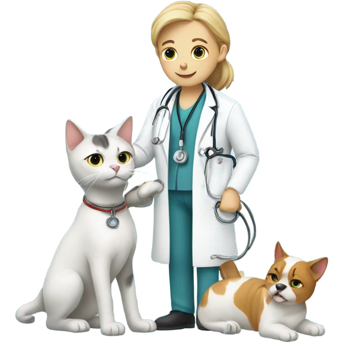 doctor cat treating a dog patient emoji