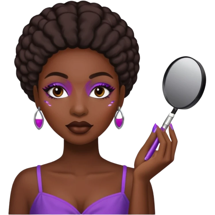 Black email doing her makeup with the brand rare beauty  emoji