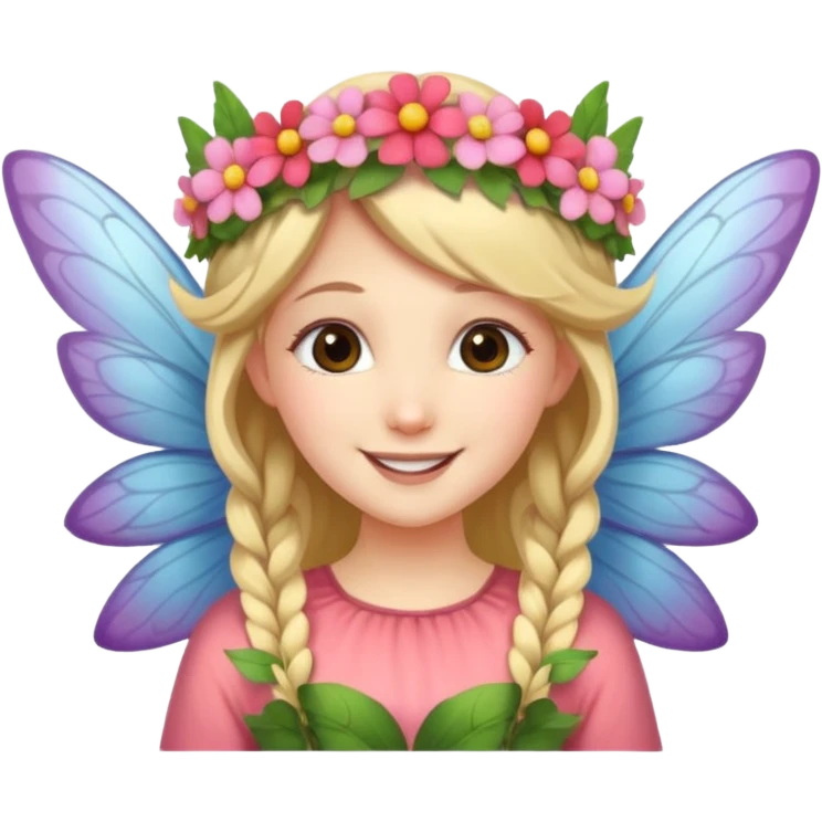 Fairy with wings flower crown on head emoji