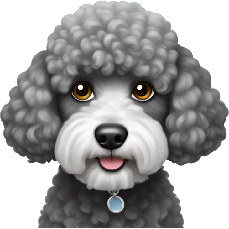 black/grey Bichon frisé mixed poodle dog emoji