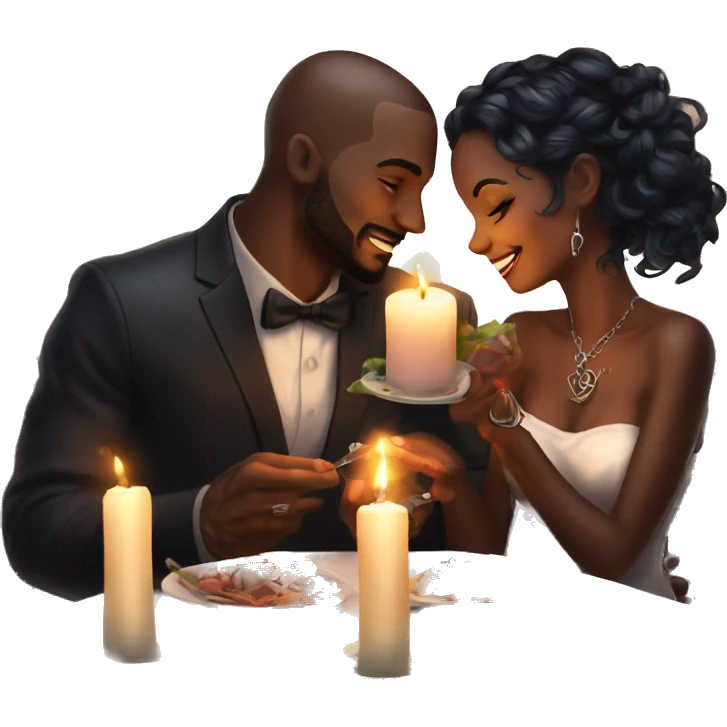 romantic candle light dinner for beautiful tattooed couple emoji