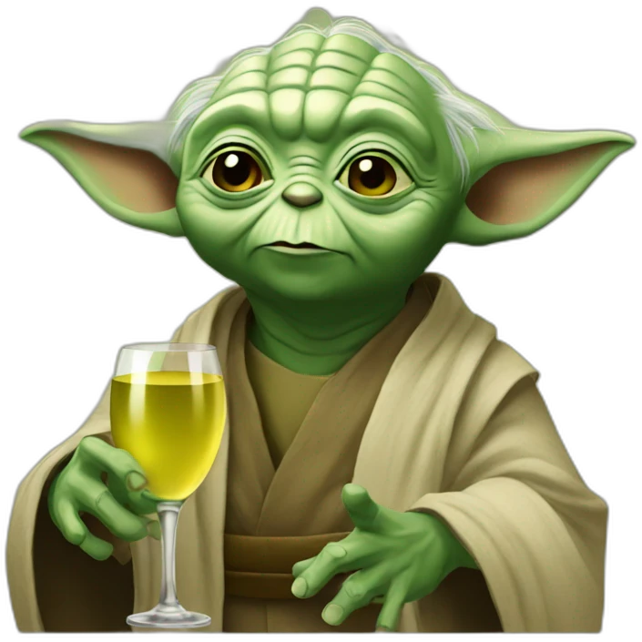 yoda drinking wine emoji