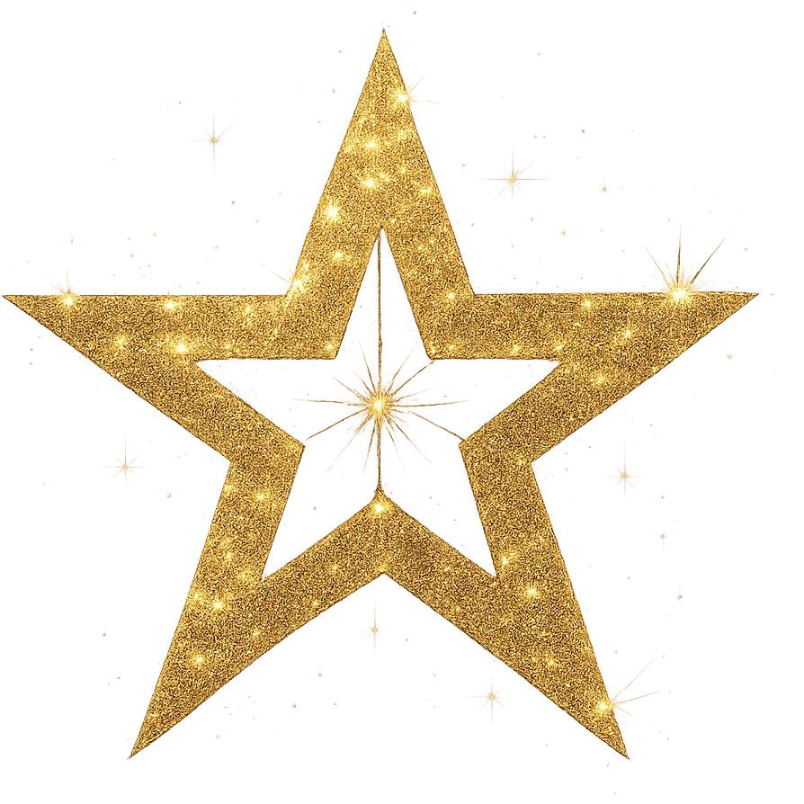 Remove the background from the image, keep the star sparkling, luxurious and bold with a strong presence. emoji