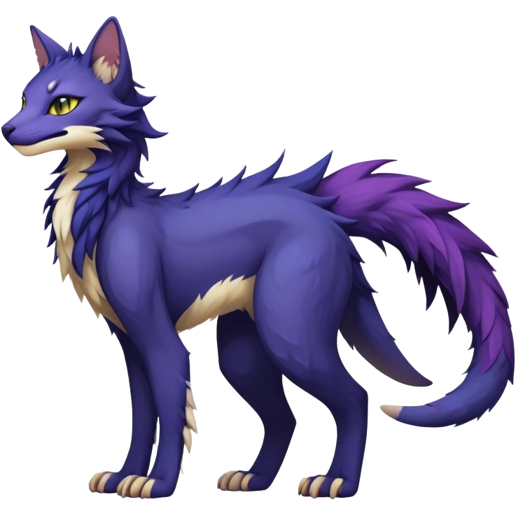 Kawaii dark colorful edgy fantasy ethereal feline-vernid-sergal-fursona animal creature with a tufted tail full body emoji