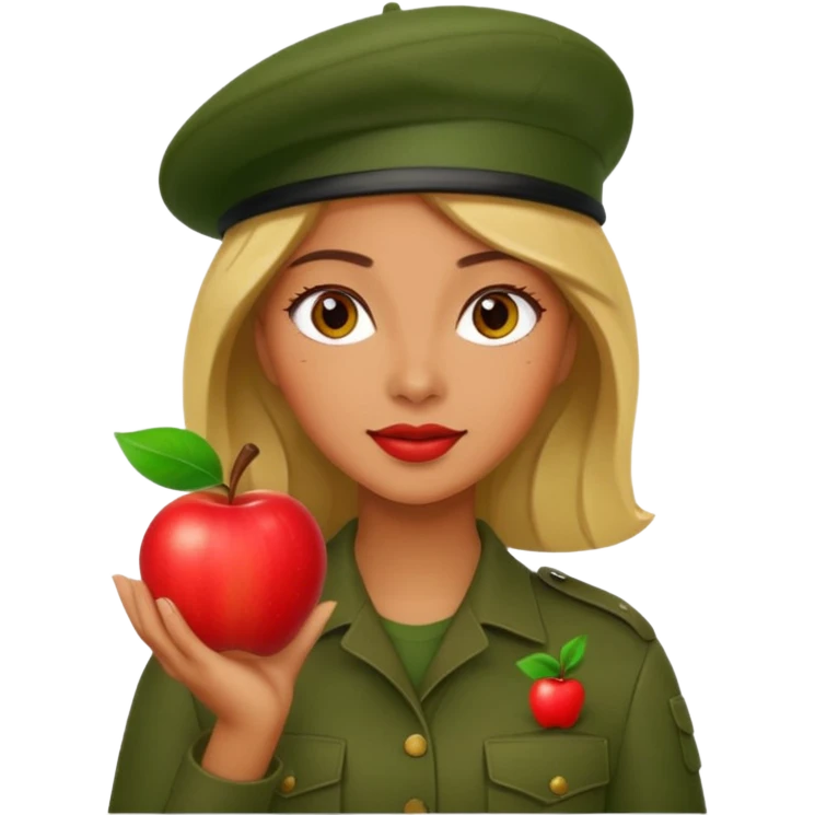 woman with apple green beret emoji